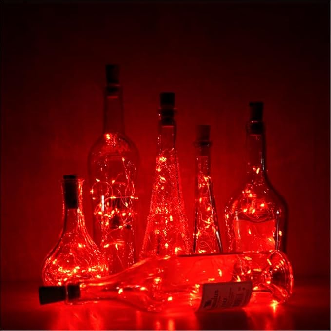 Wine Bottle Lights with Cork, Battery Operated 20 LED Cork Shape Silver Wire - Image 6