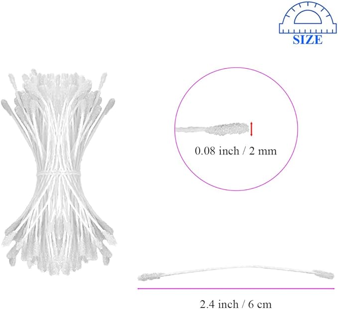 HAHIYO 700Pcs 2mm White Double-Head Flower Stamen - Image 2