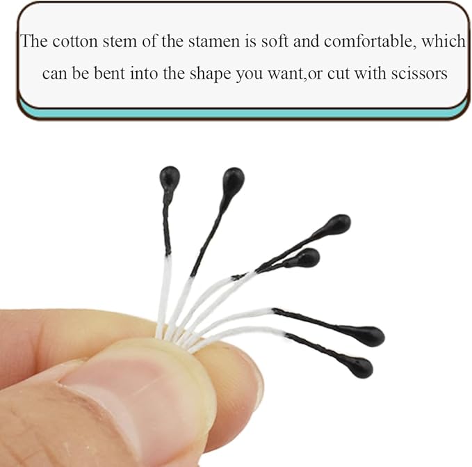 HAHIYO 700 Pcs 3mm Black Pearl Double Head Artificial Flower Pistil - Image 4