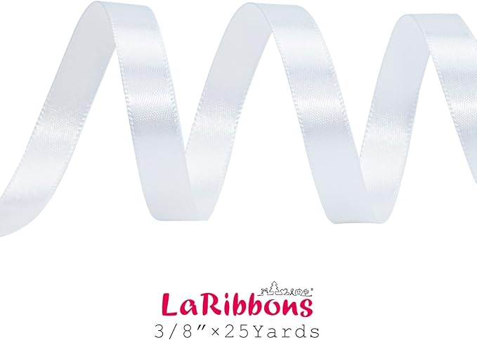 LaRibbons White Ribbon 3/8 Inch 25 Yards Luxury Double Faced White Silk Ribbon - Image 5