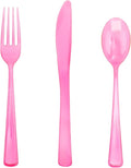 WDF 180 Pieces Pink Plastic Silverware Disposable by WDF