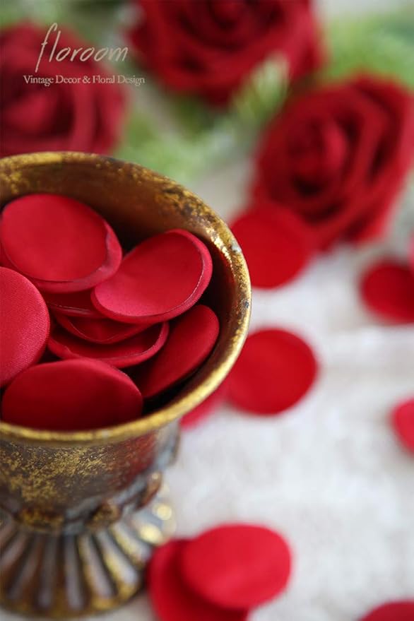 Floroom 500pcs Rose Petals Dark Red Faux Silk Flower Petals - Image 2