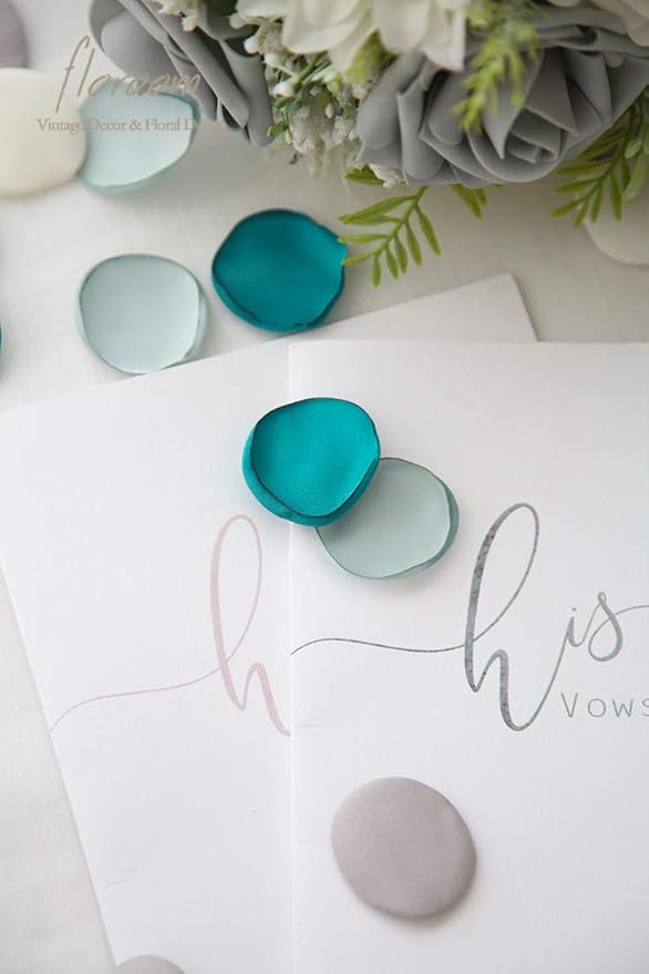 Floroom 300pcs Rose Petals Teal Green Faux Silk Flower Petals - Image 5