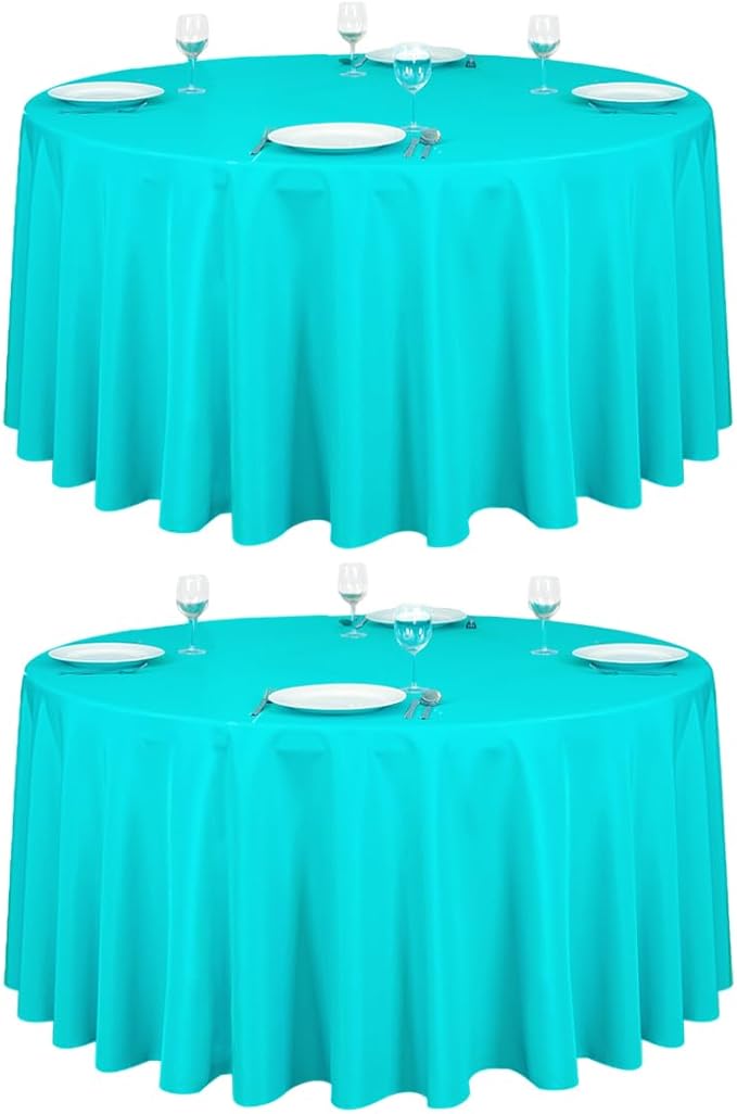 LTC LINENS 2 Pack 120 Inch Round Tablecloth Turquoise by LTCLINENS