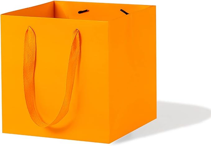 Orange Paper Gift Bag Small Square Bottom Kraft Paper Bags by L%C3%B3ngF%C3%A8ngCh%C3%A9ngXi%C3%A1ng