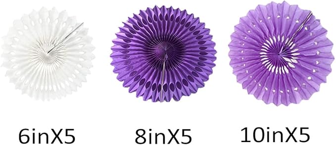 15pcs 6'' 8'' 10'' Paper Fans Decorations Round Purple Tissue Paper Fans Decor - Image 2