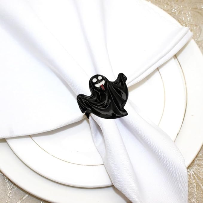 Ghost Napkin Rings Set of 6, Halloween Party Napkin Holder Buckles, - Image 3