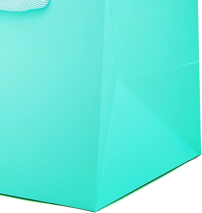 Teal Blue Paper Gift Bag Small Square Bottom Kraft Paper Bags - Image 9