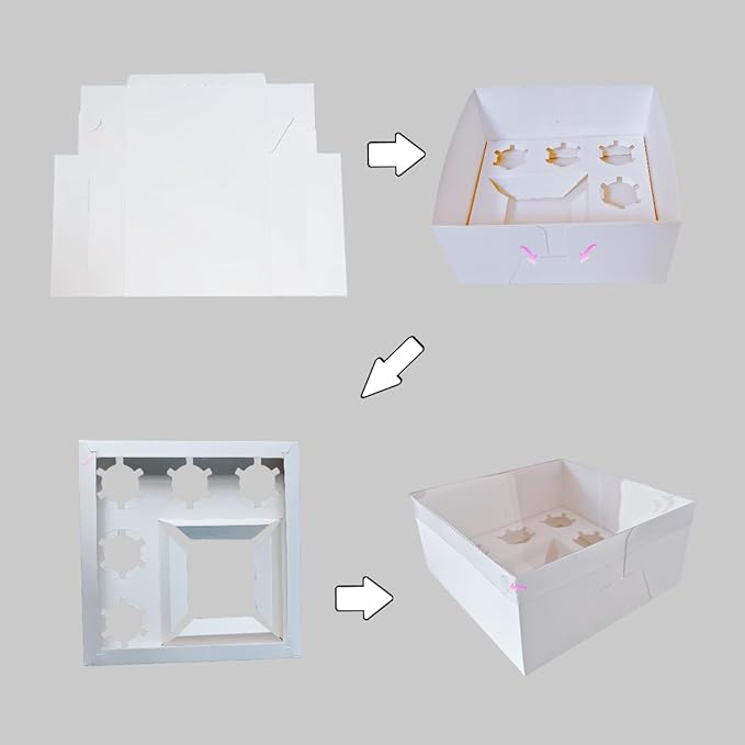 Bento Cake and Cupcake Box 10 sets 6-inch Cake and 5 Cupcakes Box Cake Box - Image 6