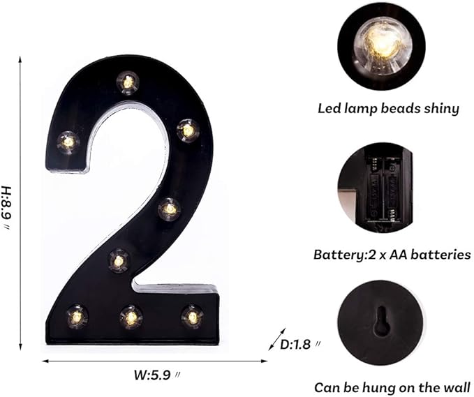 Foaky Black LED Marquee Number Lights Sign Light Up Marquee Number Lights Sign - Image 3