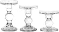 3-Piece Set of Glass Candlestick, Crystal Candlestick Holder Holder and Conical by BTGLLAS