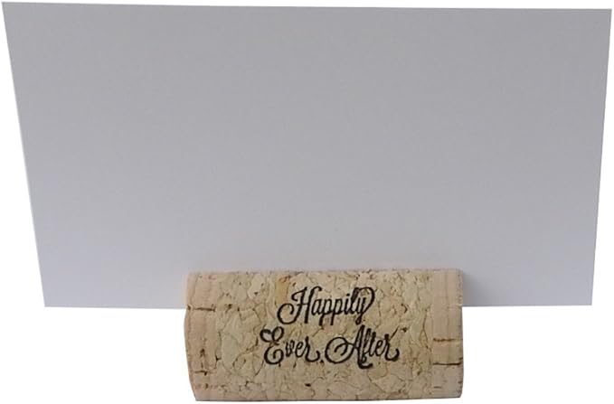 Wine Cork Place Card Holders Custom Cork Card Holder "Happily Ever After" set by EMazing+Goods