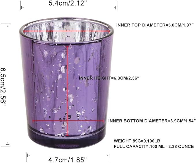Purple Mercury Glass Tea Light Holders Set of 36 - Image 2
