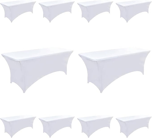 10-Pack 4ft White Spandex Table Covers by Unknown