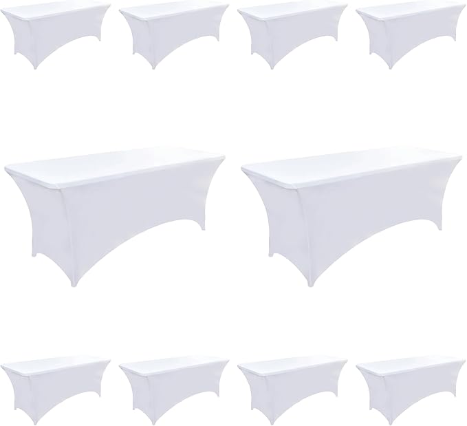 10-Pack 6ft White Spandex Table Covers by Unknown