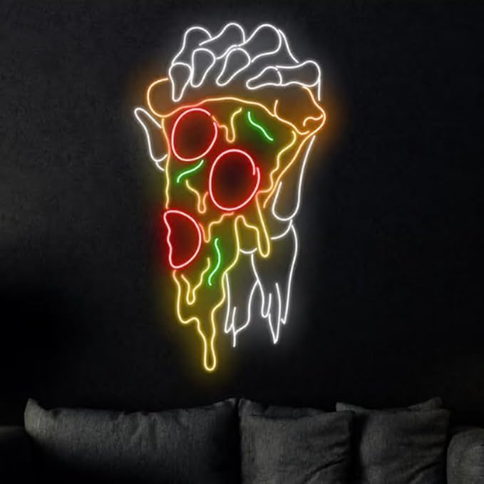 Pizza Skeleton's Hand Neon Sign, Pizza Led Sign, Italian Pizza Restaurant Light - Image 2
