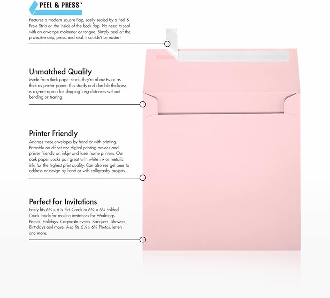 LUXPaper Square Invitation Envelopes | Peel & Press | 6 1/2" x 6 1/2" | Candy - Image 9