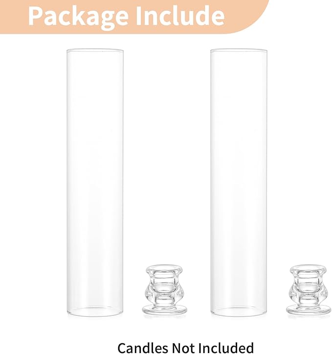 NUPTIO Taper Candle Holders Glass: Set of 2 Clear Hurricane Candlestick Holder - Image 8