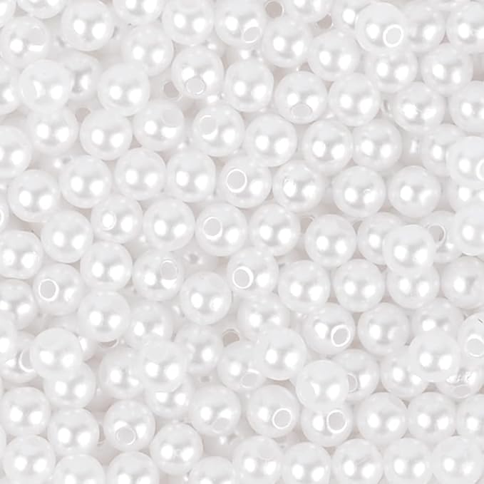 600pcs White Pearl Beads Bulk, 8mm Round White Pearl Beads by Anlan-angel