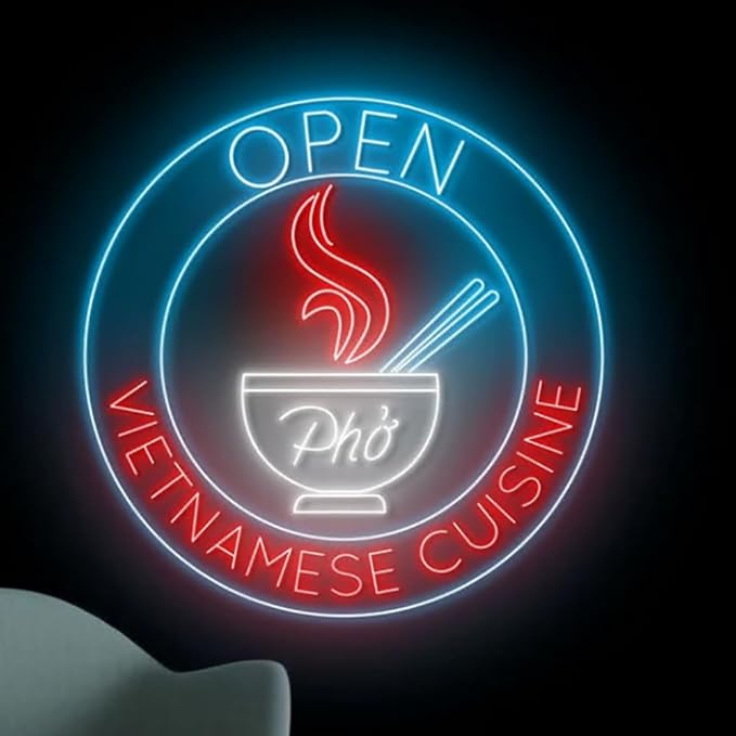 Open Vietnamese Cuisine Neon Sign, Custom Vietnamese Food Led Sign, Pho Led - Image 4