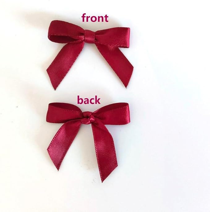 50pcs 1-1/2" Burgundy Satin Ribbon Bows Without Twist Ties Giant Bows - Image 4