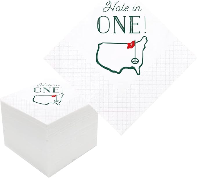 Golf Cocktail Napkins, 100 Pack Hole in One First Birthday Golf Themed Paper by Geloar
