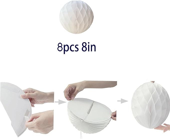 8pcs 8inch Paper Honeycomb Balls Decorative Tissue Pom Poms Flower Art Hanging - Image 2