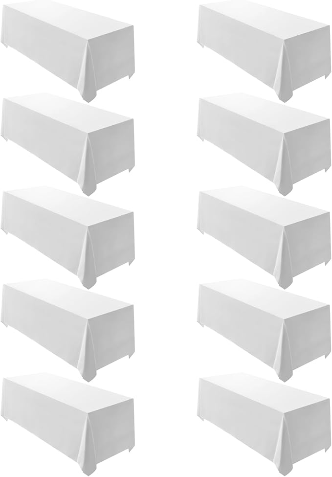 Surmente 10 Pack White Rectangle Tablecloth 90 x 132-inch Rectangular Polyester by Surmente
