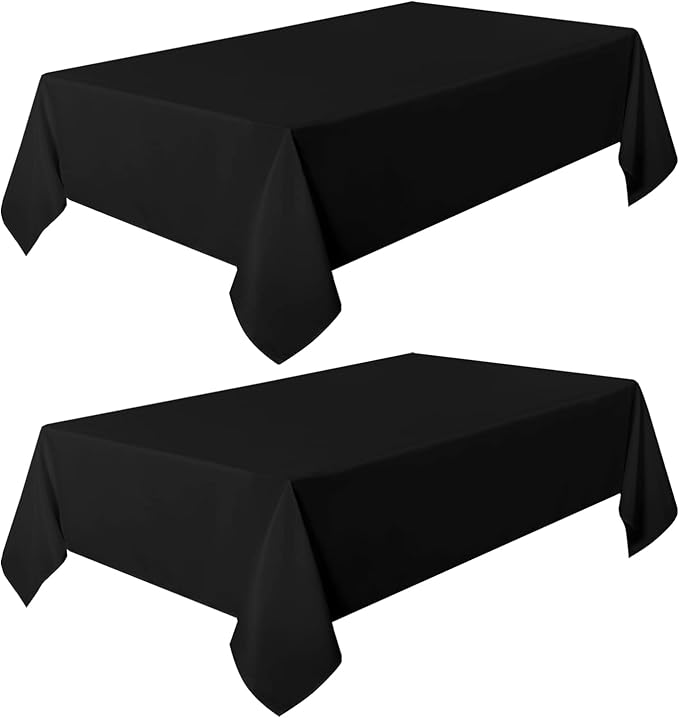 sancua 2 Pack Black Tablecloth 60 x 102 Inch, Rectangle 6 Feet Table Cloth - Image 8