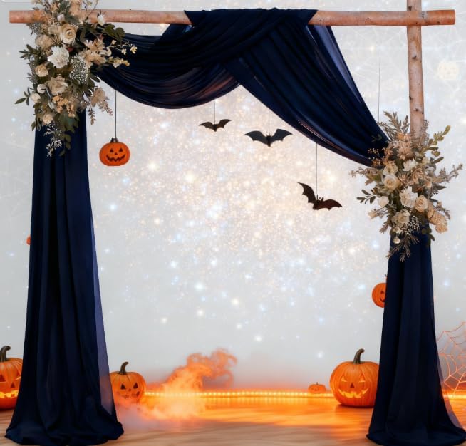 Fall Navy Blue Wedding Arch Draping Fabric 1 Panel 29" × 20FT Sheer Drapes by Jimtx