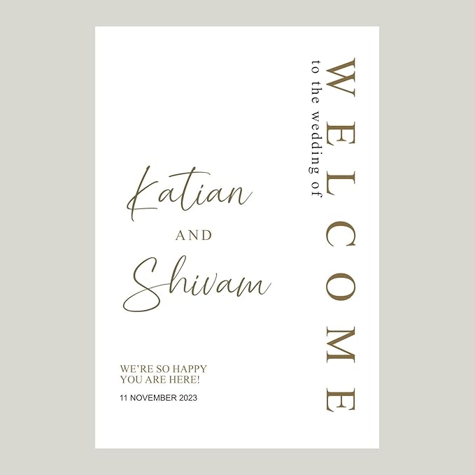 Generic Gold Wedding Sign, 24x36 inches, Rustic & Elegant Style, Welcome Card by Custom