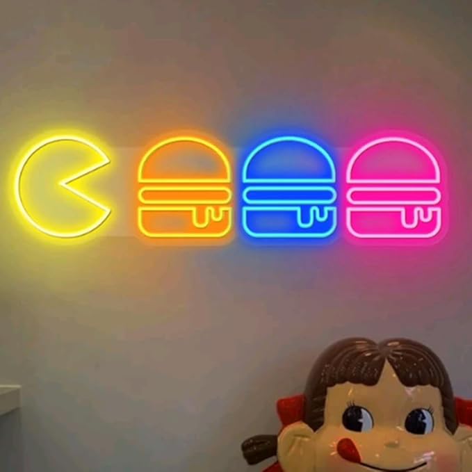 Hamburger Neon Sign|Hamburger Led Neon Sign|Kid's room neon Light|Neon Wall - Image 2