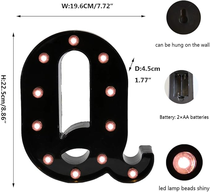 OYCBUZO Light Up Black Alphabet Marquee Letters Sign LED Marquee Number Lights - Image 5