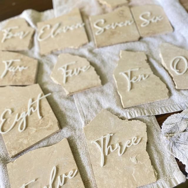 Cursive Wedding Table Number SET, DIY thin modern Black or White acrylic cutouts - Image 4