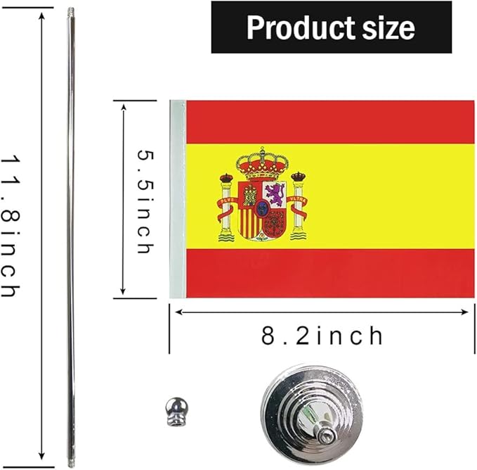 Spain Flag Spanish Flags, Small Mini Spanish Desk Flag, Used - Image 2