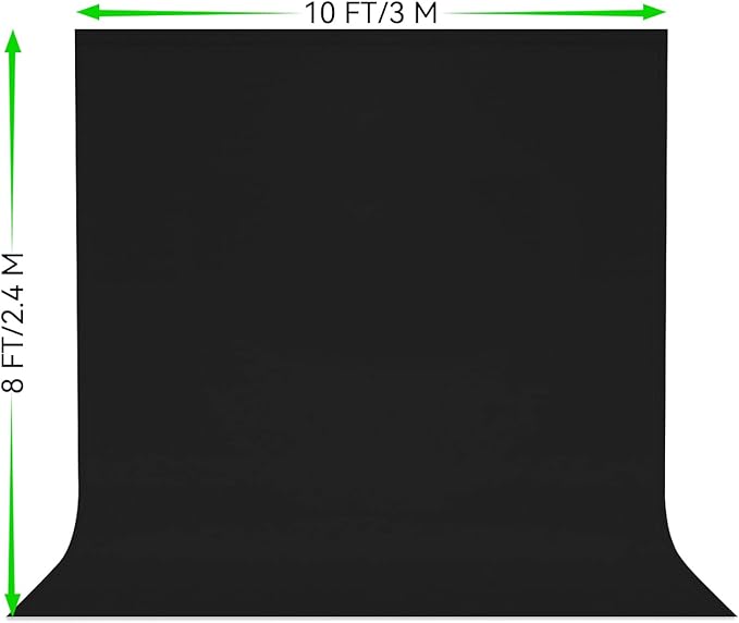 8X10 FT Black Backdrop, 100% Polyester Photography Background Curtain Screen - Image 2