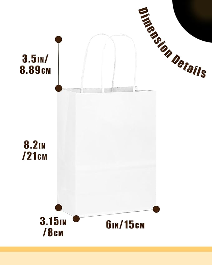 qiqee 50-Packs White Paper Gift Bags - Image 4
