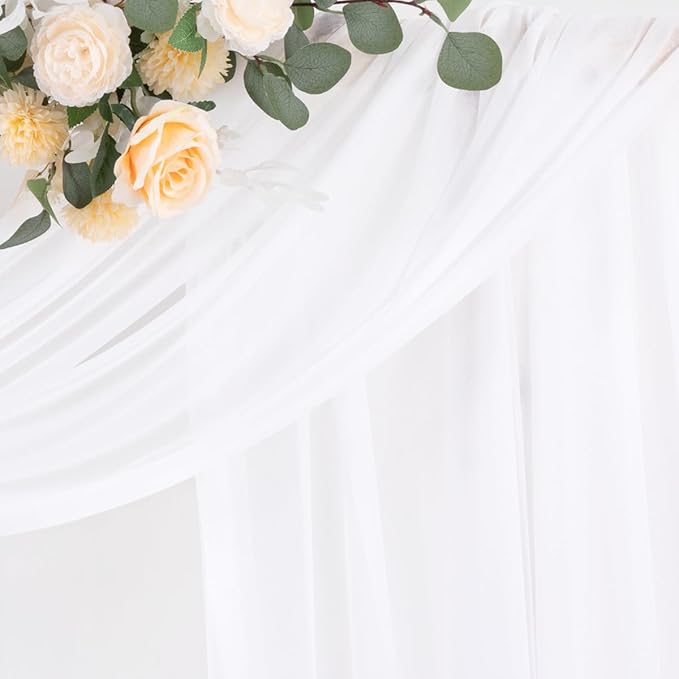 White Wedding Arch Draping Fabric 1 Panel 29" × 20FT Sheer Drapes Outdoor - Image 4