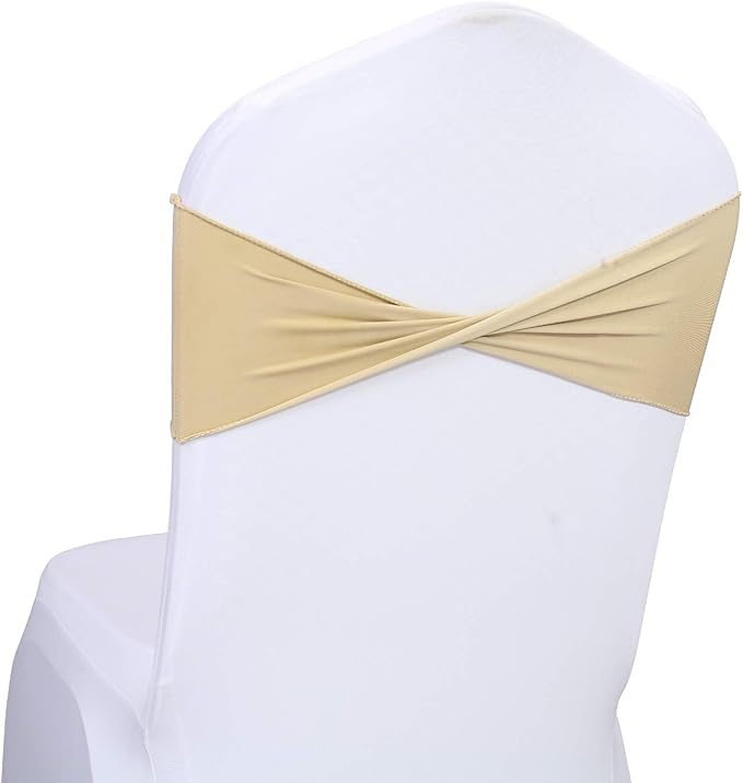 VDS Pack of 300 PCS | Champagne | Spandex Chair Sashes Bows Without Buckle | - Image 2