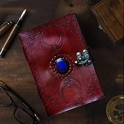 cuero 3 Moon Blue Lapiz Embossed Vintage Leather Journal - Image 6