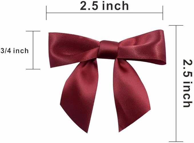 2.5" Hgzgch Burgundy Satin Ribbon Bow - Image 2
