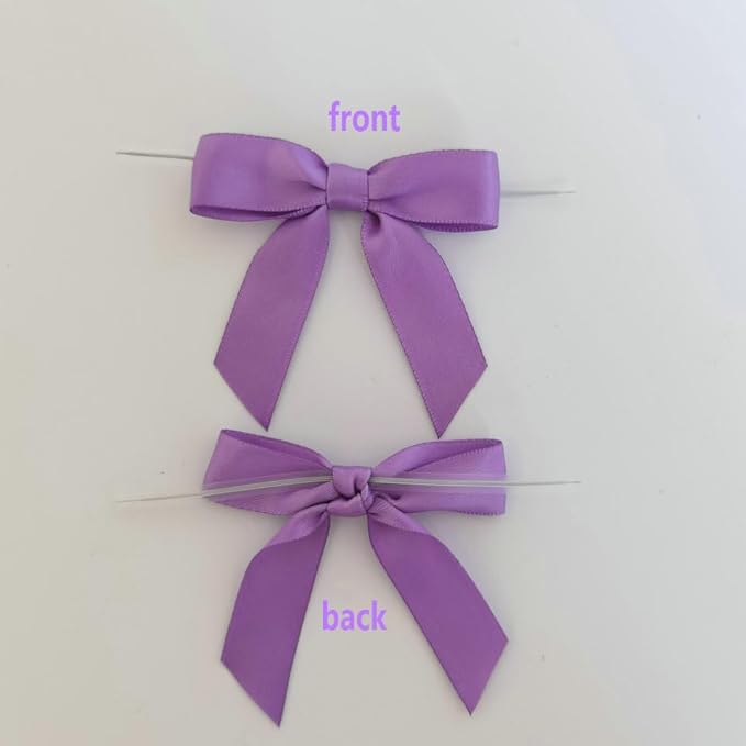 50pcs 2-1/2" Purple Satin Ribbon Bows - Image 4