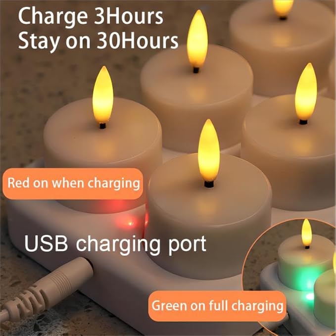 Rechargeable LED Tea Lights, Flickering Flameless Candles - Image 7