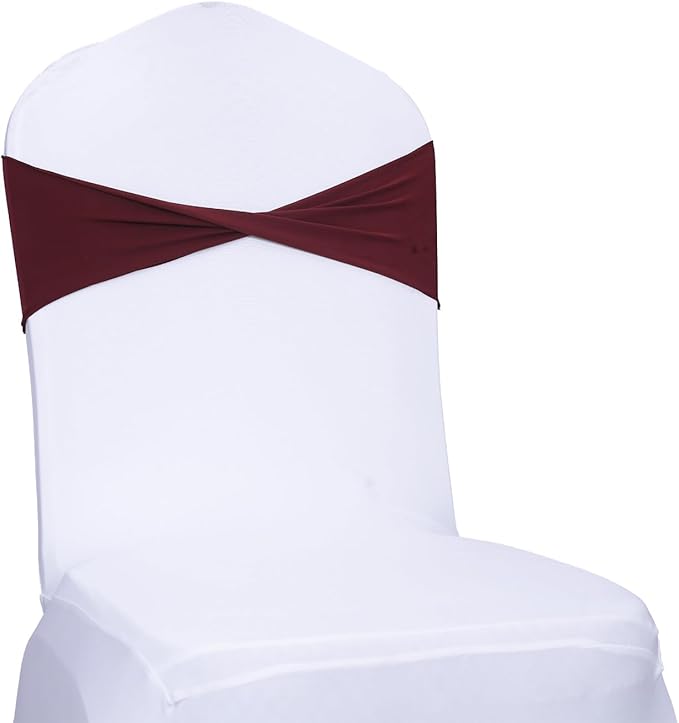 MDS Pack of 200 Spandex Chair Sashes Bows Elastic Stretch Dining Chair Bands - Image 3