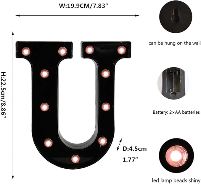 OYCBUZO Light Up Black Alphabet Marquee Letters Sign LED Marquee Number Lights - Image 6