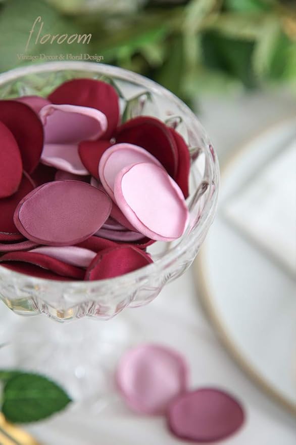 Floroom 500pcs Rose Petals Burgundy Maroon Mauve Faux Silk Flower Petals - Image 3