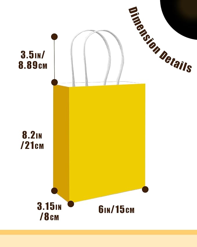 qiqee 50-Packs Gift Bag with Handles Bulk Bright Yellow Paper Bags Multiple Uses - Image 4