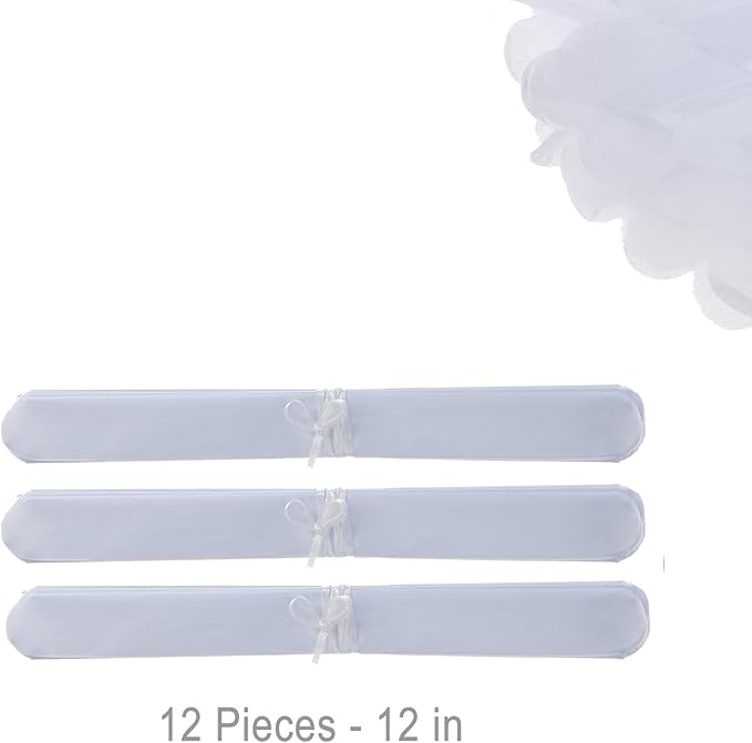 12" White Tissue Pom Poms DIY Hanging Paper Flowers - Image 4