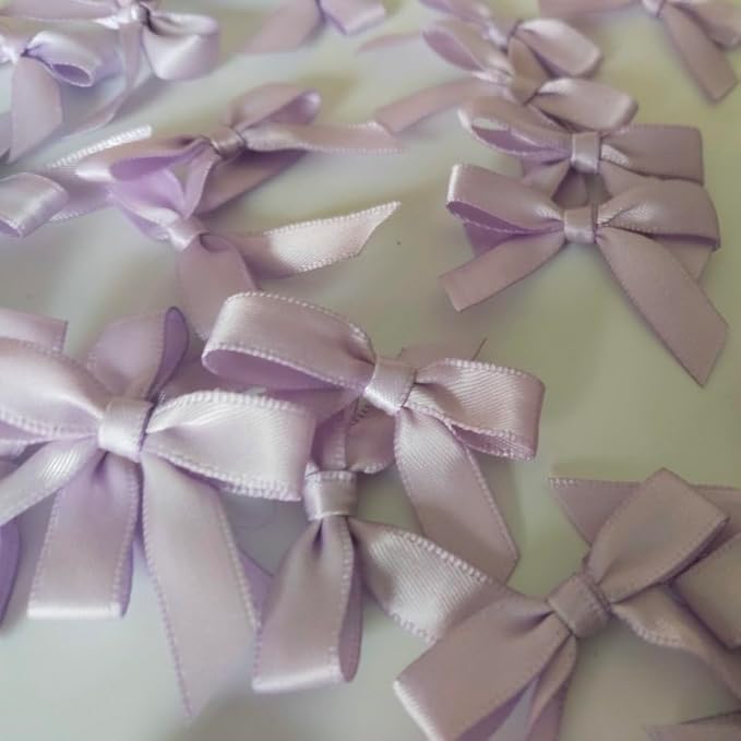 50pcs 1-1/2" Lavender Satin Ribbon Bows - Image 6
