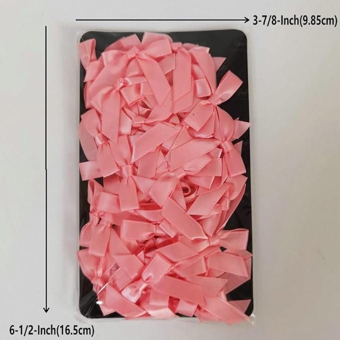 50pcs 1-1/2" Mini Light Pink Satin Ribbon Bows Without Twist Ties - Image 4